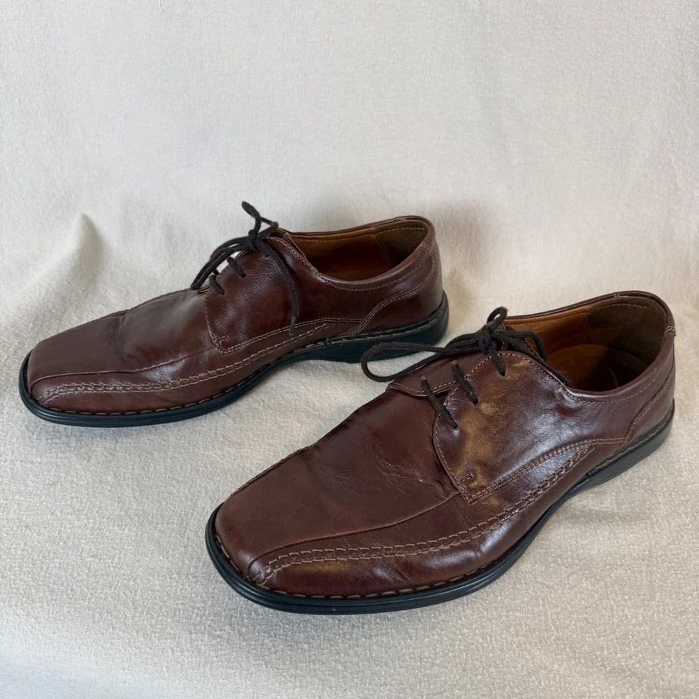 Josef Seibel‎ Mens Brown Leather Square Toe Derby Oxford Shoes Size 42